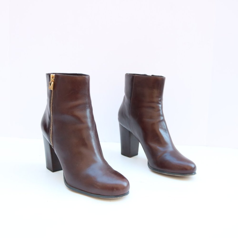 Michael Kors Brown Leather Ankle Boots - Picture 2 of 9
